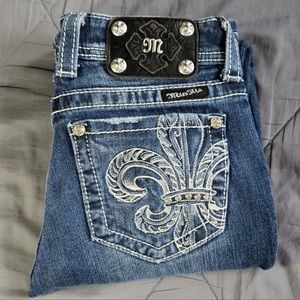 Miss Me Jeans. Size 25, blue with embellishments.